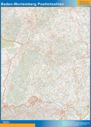 Baden-Wurtemberg Postleitzahlen Große Karte