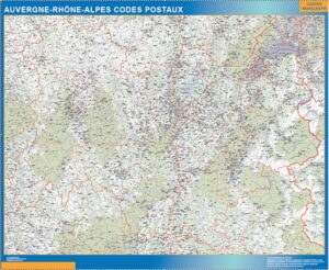 Große Karte von Auvergne-Rhone-Alpes Postleitzahlen
