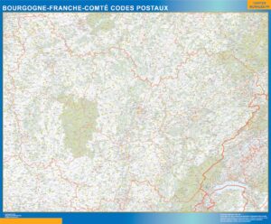Große Karte von Bourgogne Franche Comte Postleitzahlen