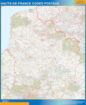 Große Karte von Hauts de Frankreich Postleitzahlen