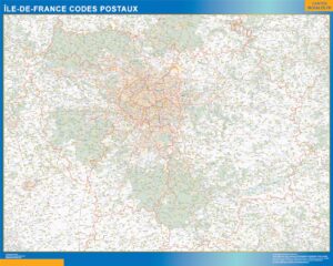 Große Karte von Ile de Frankreich Postleitzahlen