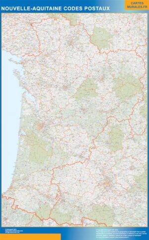 Große Karte von Nouvelle Aquitaine Postleitzahlen